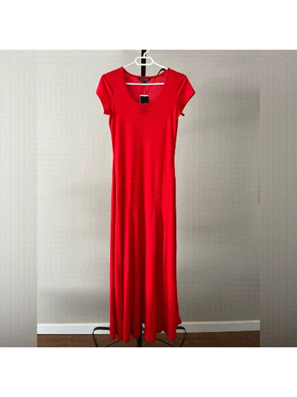 LAUREN Ralph Lauren Red Mermaid Maxi Dress, Size Small.